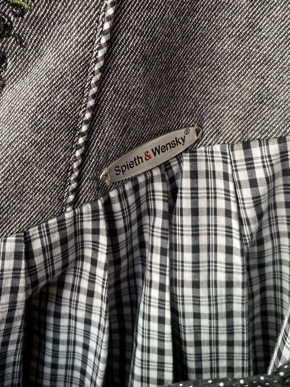Spieth & Wensky German Dirndl Dress 40 US 8 Grey Floral Gingham Oktoberfest - Picture 14 of 16